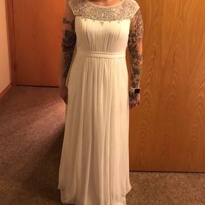 Wedding dress, slip, shoes and corset